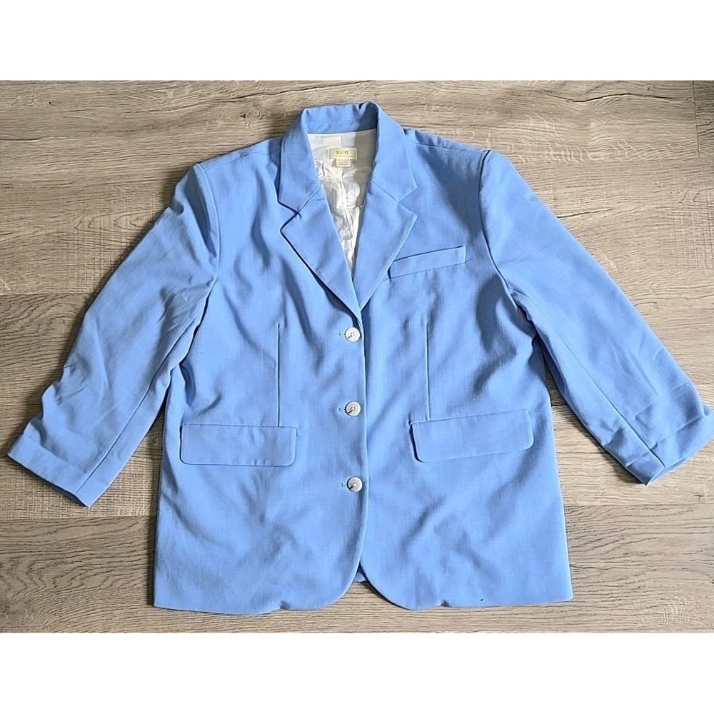 Anthropologie Maeve Oversized Blazer Size M/L Petite Sky Blue